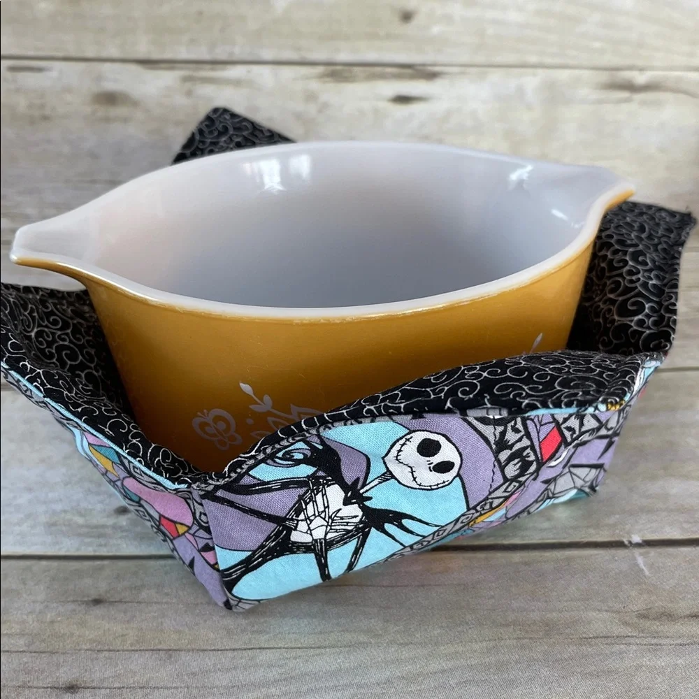 Microwave Bowl Cozy Halloween Fun Reversible All Cotton Jack & Sally